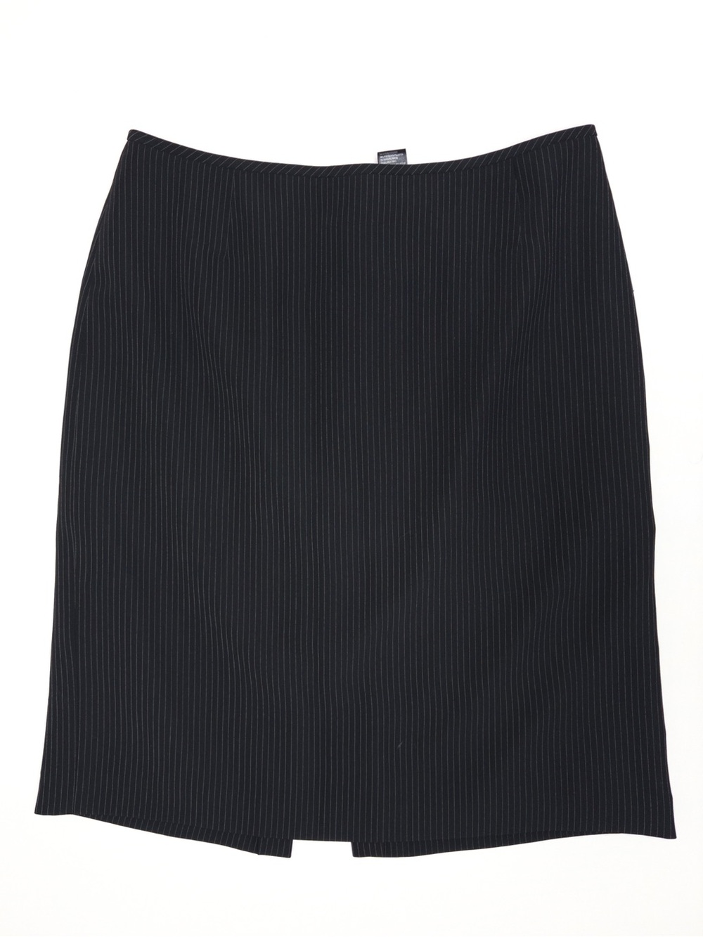 Vintage 1990's Black Knee Length Skirt With Grey Pinstripes